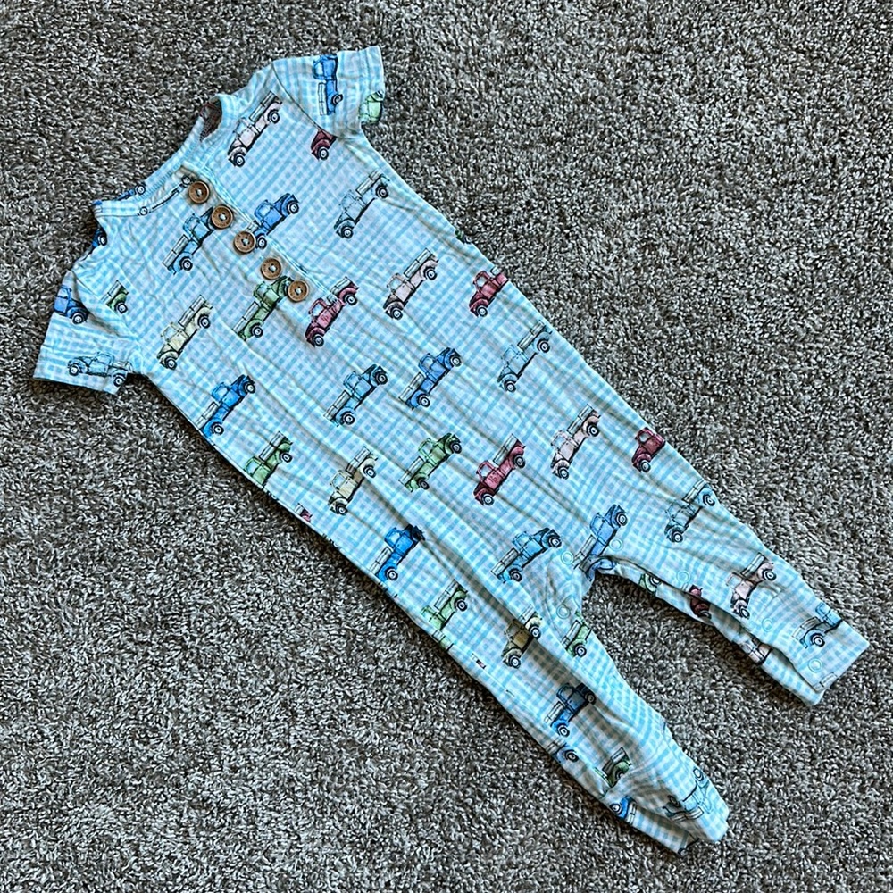 Henley Truck Short Sleeve Romper